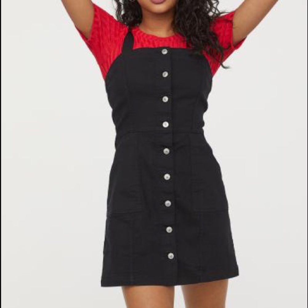 H&M Black Bib Overall Dress NWT